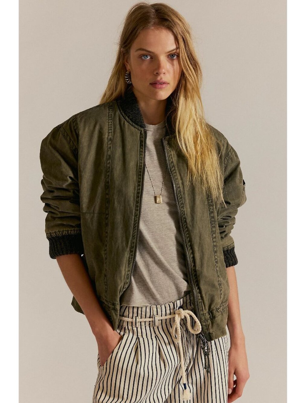 Free People Jax Washed Bomber Jacket